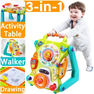 3-in-1-Babywalker – Vom Sitzen zum Stehen – Musikalischer Spieltisch für Babys