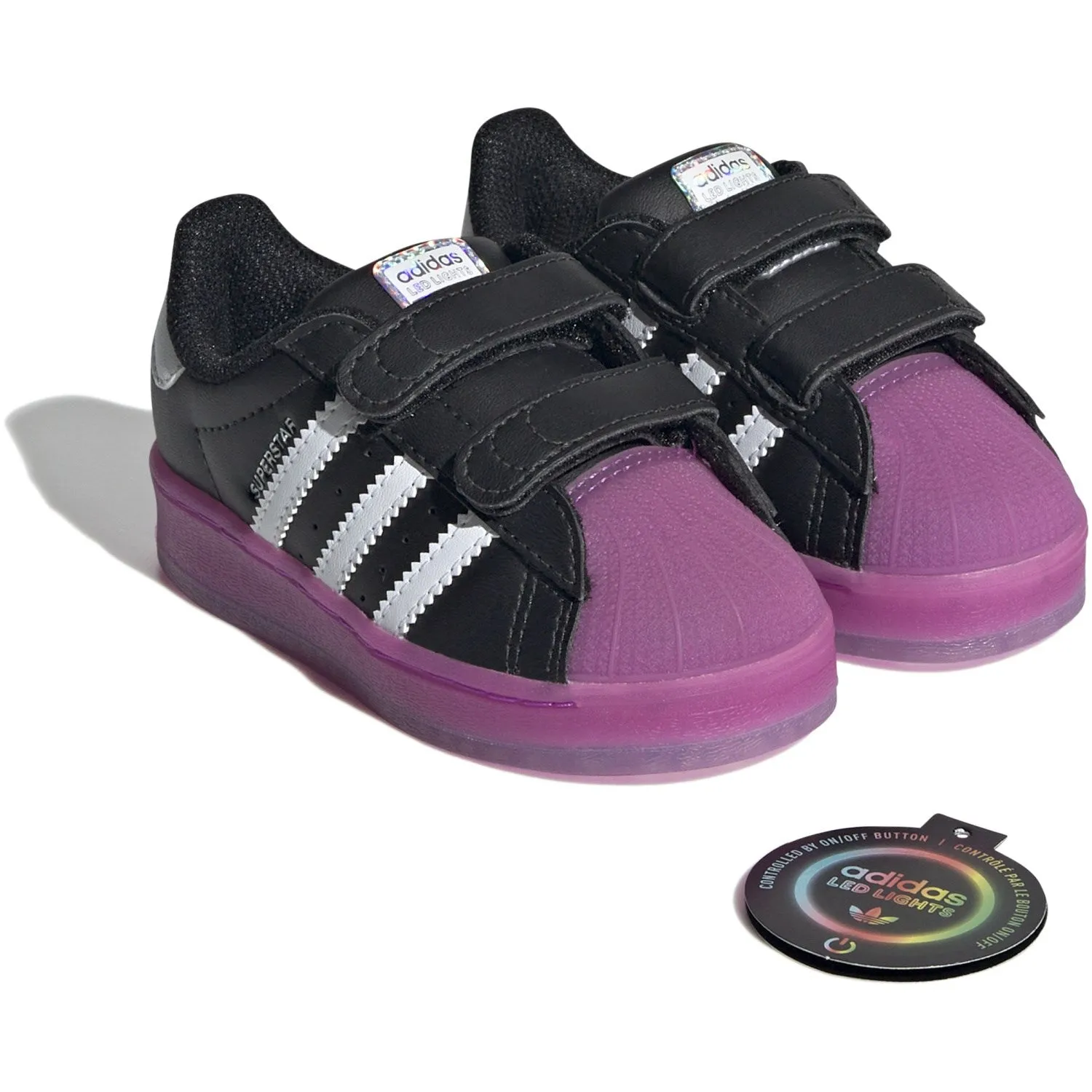 adidas Originals Core Schwarz / Lila Burst / Wolkenweiß Superstar Led Lights Cf I Sneakers