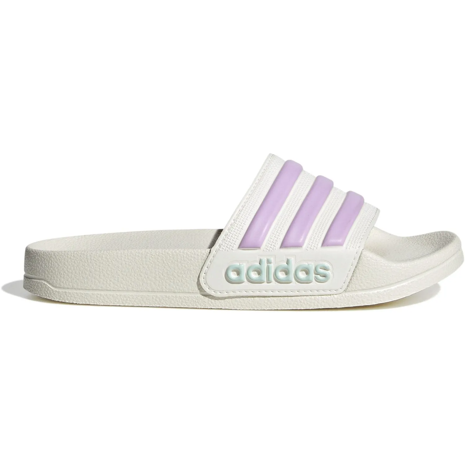 adidas Originals Off White/Bliss Lila/Halo Minze Adilette Dusch-Slides