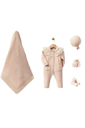 Adrian Beige Strick-Set für Neugeborene zur Heimfahrt (5-teilig)