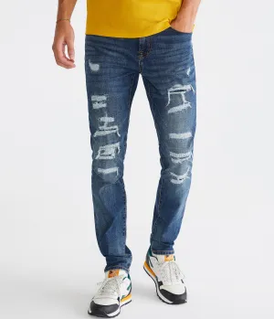 Aeropostale Herren Skinny Premium Max Stretch Jeans mit COOLMAX-Technologie - Washed Denim - Größe 32X30 - Baumwolle - Teen Fashion & Bekleidung Medium Wash Aeropostale