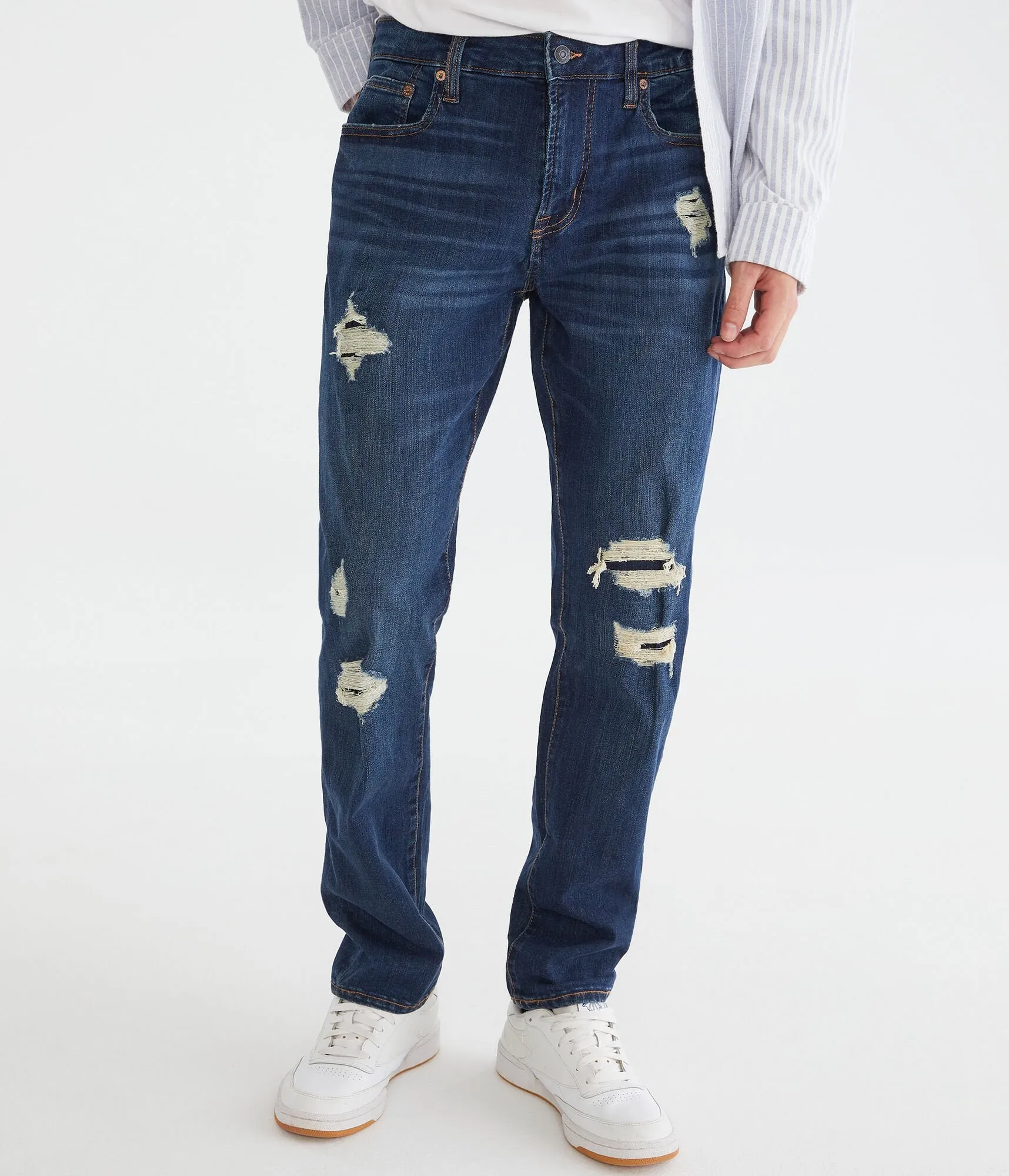 Aeropostale Herren Slim Premium Jeans mit LYCRA FREEF!T Technologie - Blau - Größe 32X34 - Baumwolle - Teen Fashion & Bekleidung Dunkelblau Aeropostale