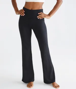 Aeropostale Damen High-Waist Rippengewirkte Flare-Leggings - Größe L - Nylon - Teen-Mode & Bekleidung Schwarz Aeropostale