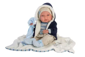 Anatomisch korrekte Babypuppe mit Decke | 40 cm | Tim