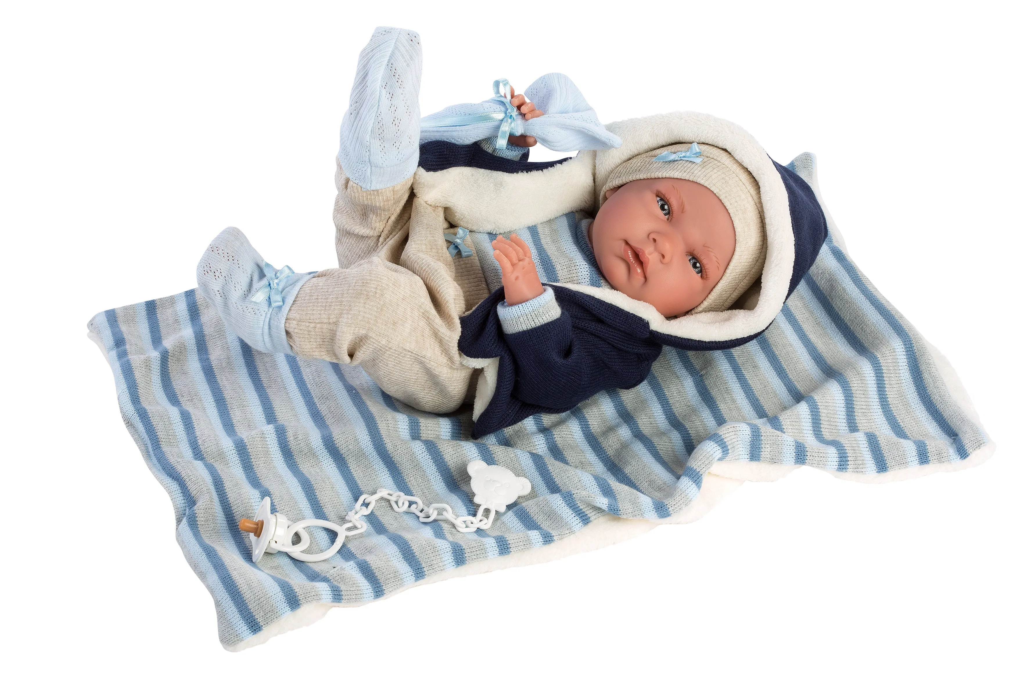Anatomisch korrekte Babypuppe mit Decke | 40 cm | Tim