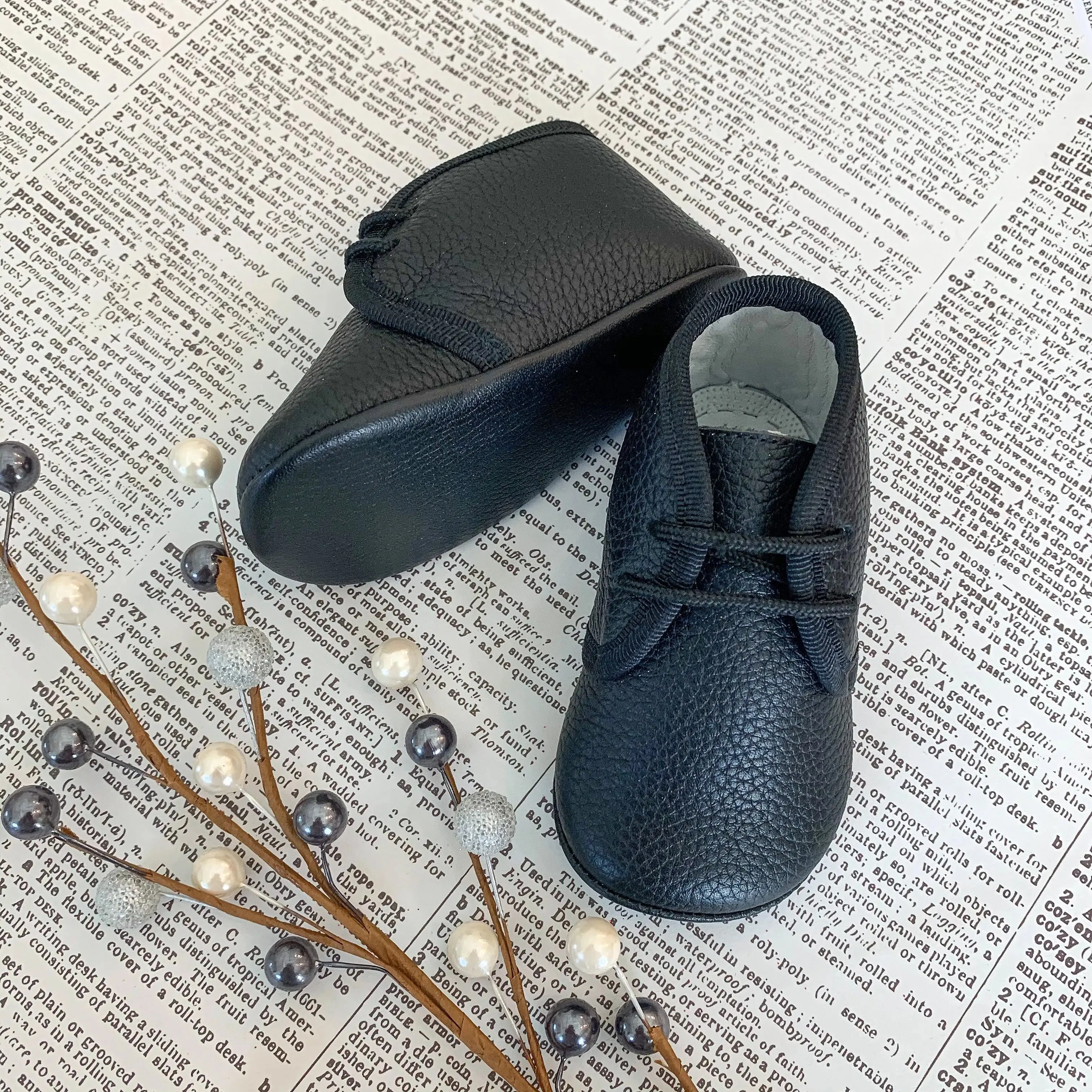 Andres- Baby-Stiefelchen aus schwarzem Leder