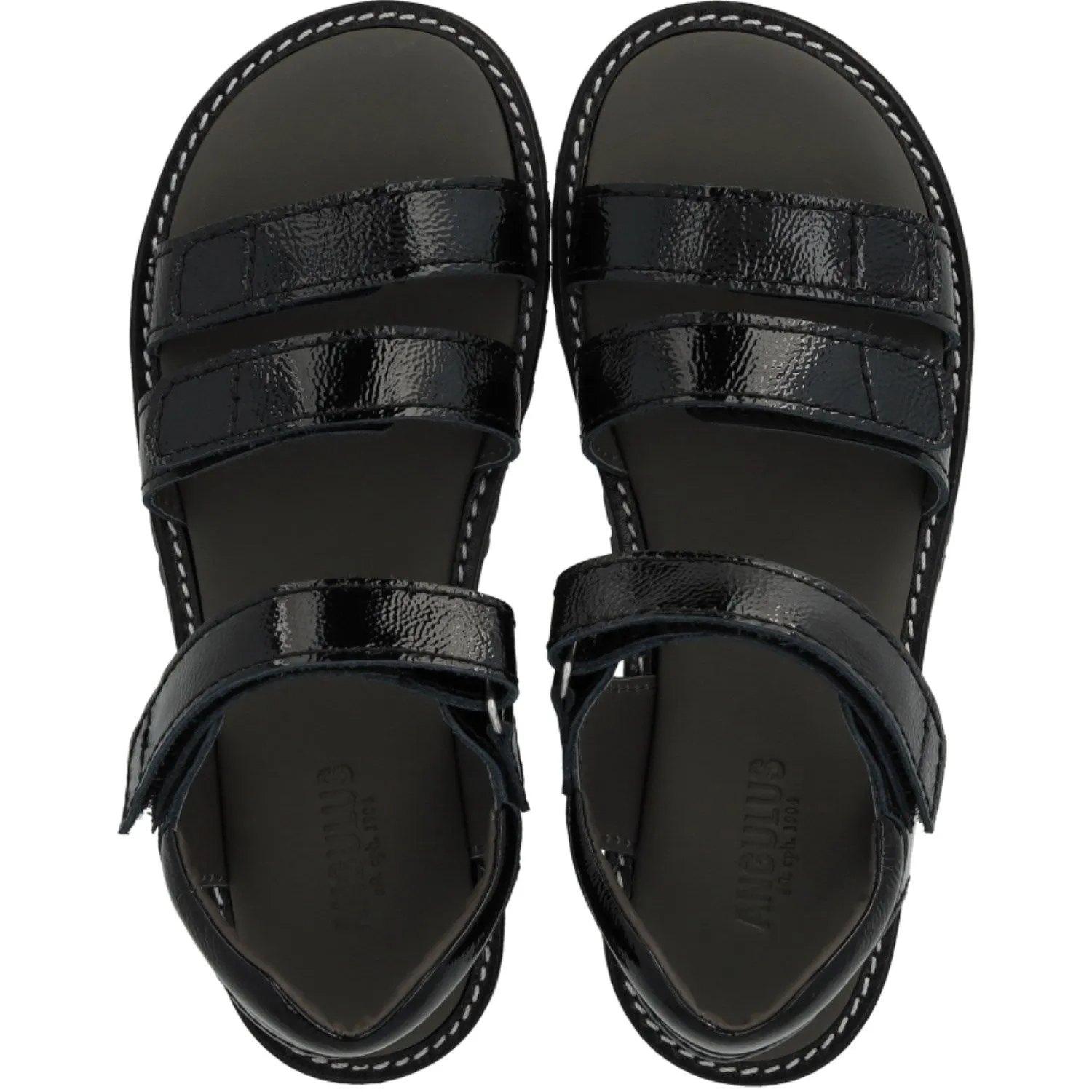 Angulus Black Justierbare Ledersandale mit Klettverschluss
