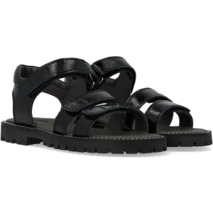 Angulus Black Justierbare Ledersandale mit Klettverschluss