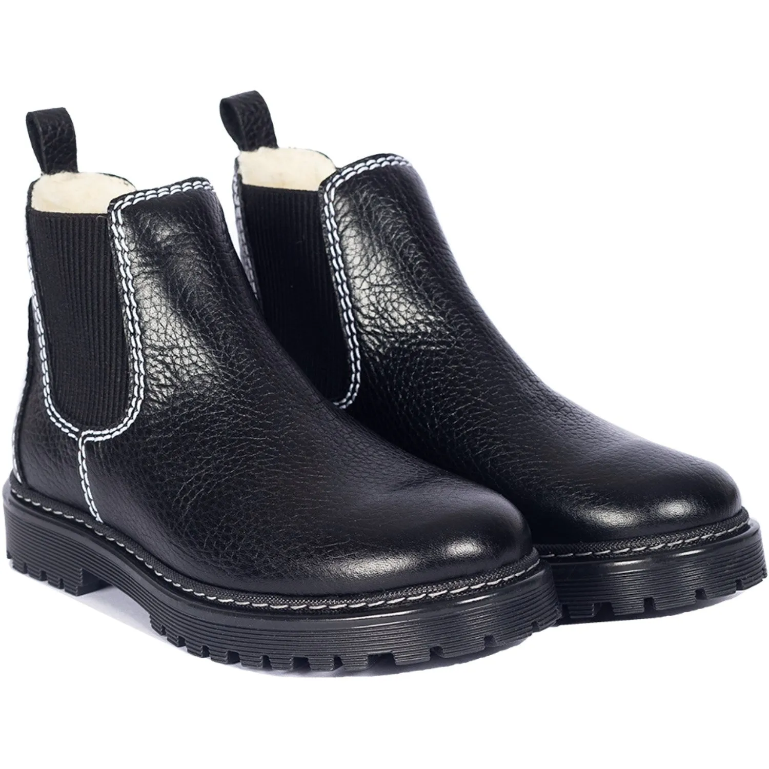Angulus Black/Black Chelsea-Stiefel mit weicher Wollfutterung