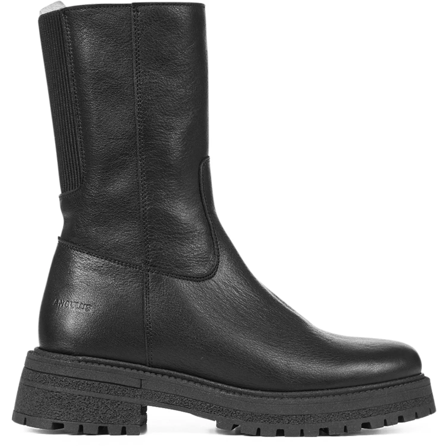 Angulus Schwarz/Schwarz Mittelhoher Stiefel mit Elastik und Reißverschluss