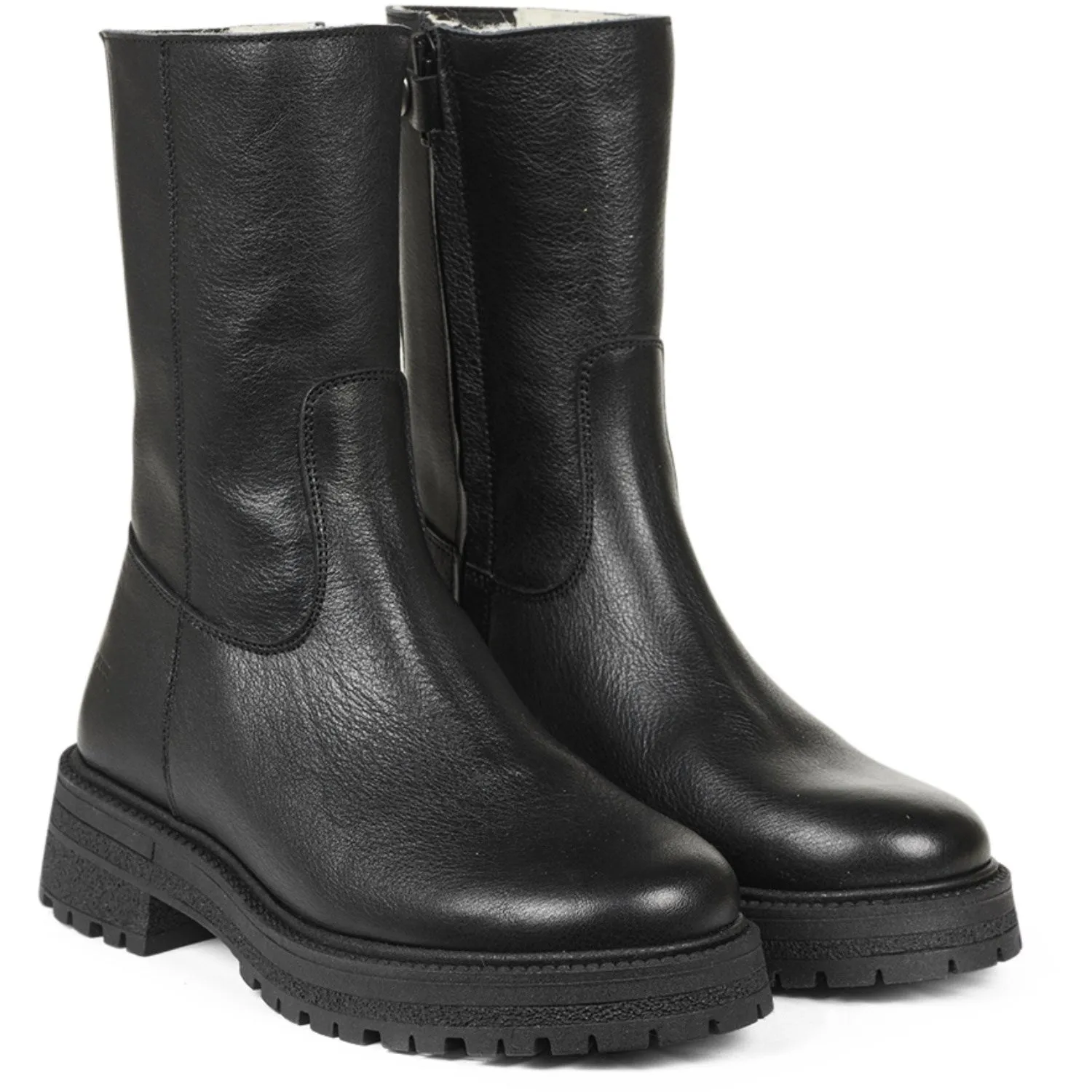 Angulus Schwarz/Schwarz Mittelhoher Stiefel mit Elastik und Reißverschluss
