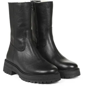 Angulus Schwarz/Schwarz Mittelhoher Stiefel mit Elastik und Reißverschluss