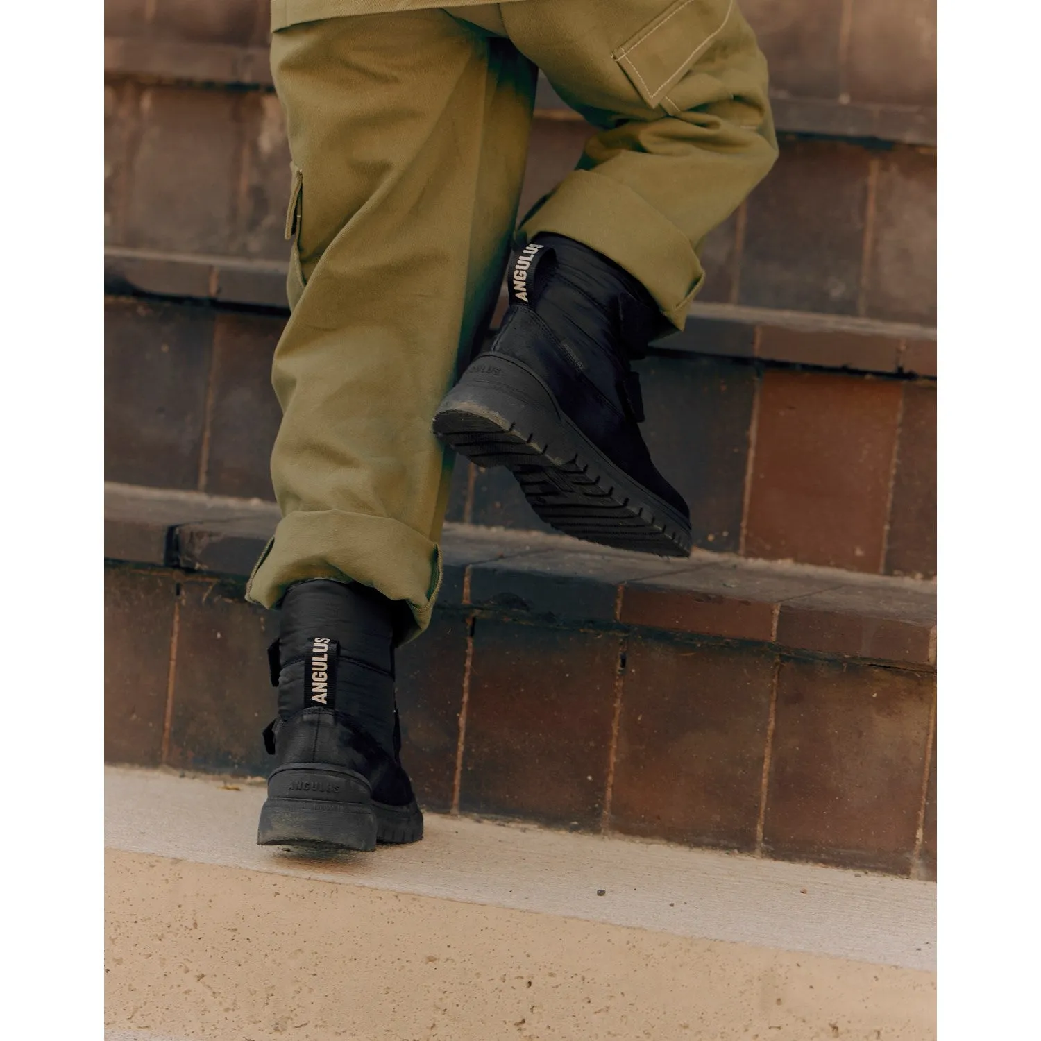 Angulus Schwarz/Schwarz Recyceltes Ripstop-Tex undefinierter Stiefel Mit LAndostrop