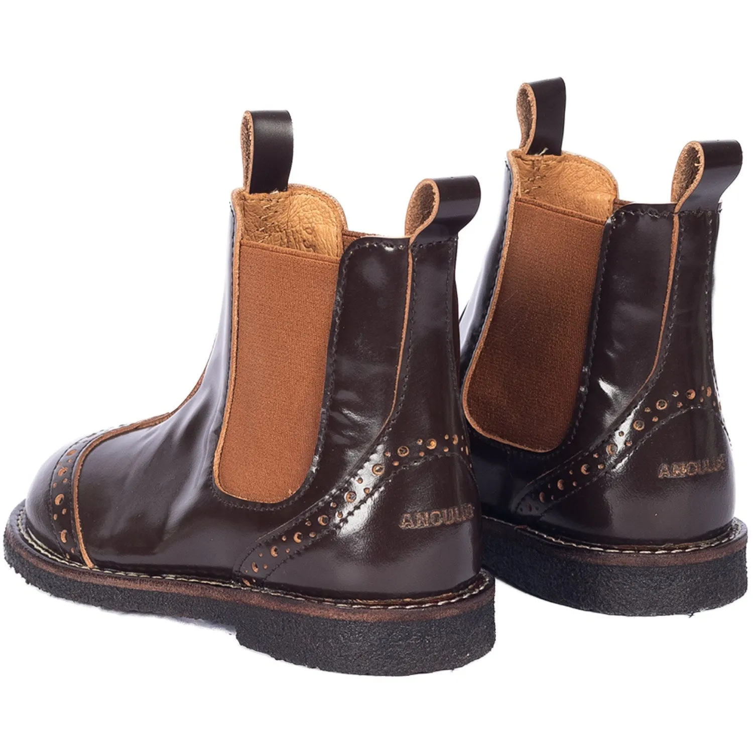 Angulus Brown/CAndnac Chelsea Stiefel Mittel BrAndue Hulmønster