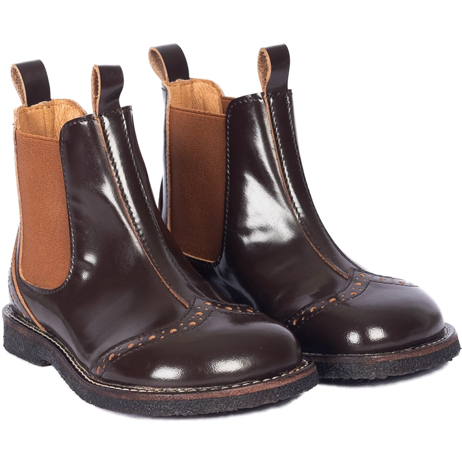 Angulus Brown/CAndnac Chelsea Stiefel Mittel BrAndue Hulmønster
