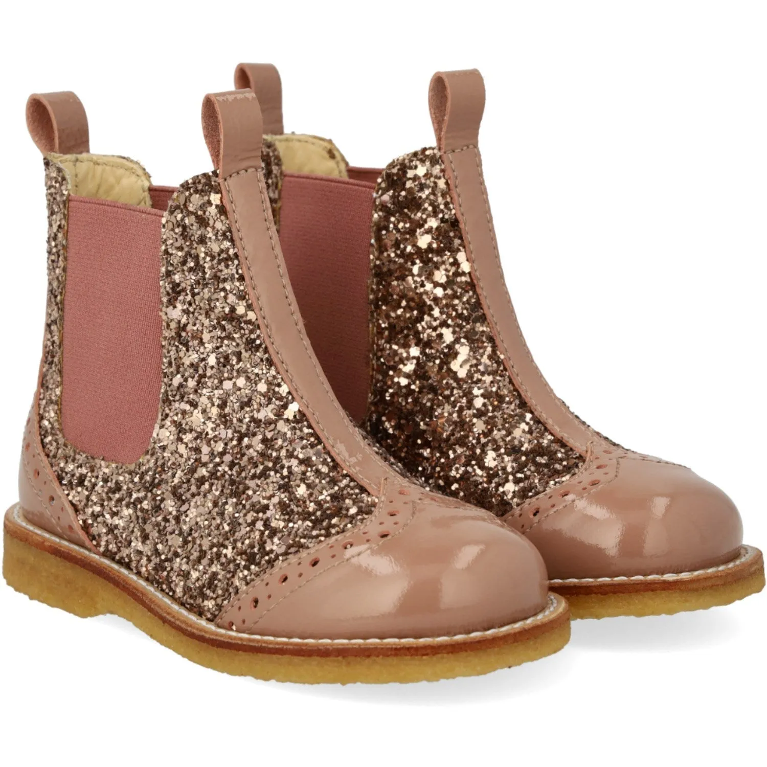 Angulus Clay/Clay Glitter/Rosa Chelsea Boot Mittlerer Glitter Originale Markendetails