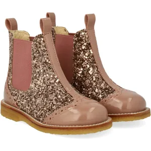 Angulus Clay/Clay Glitter/Rosa Chelsea Boot Mittlerer Glitter Originale Markendetails