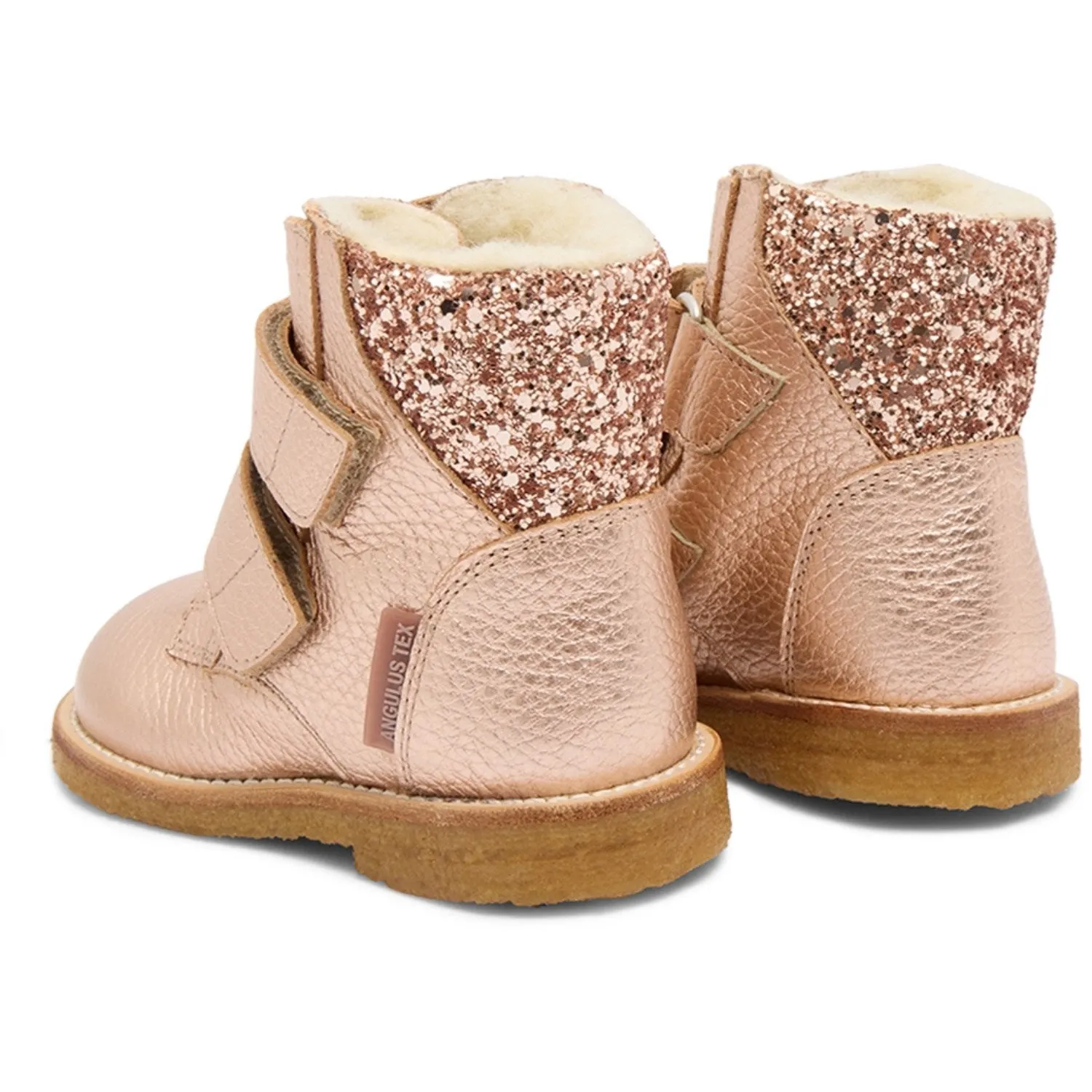 Angulus Kupfer/Ahorn Glitzer Tex-Stiefel Mittel Glitzer OG Klettverschluss