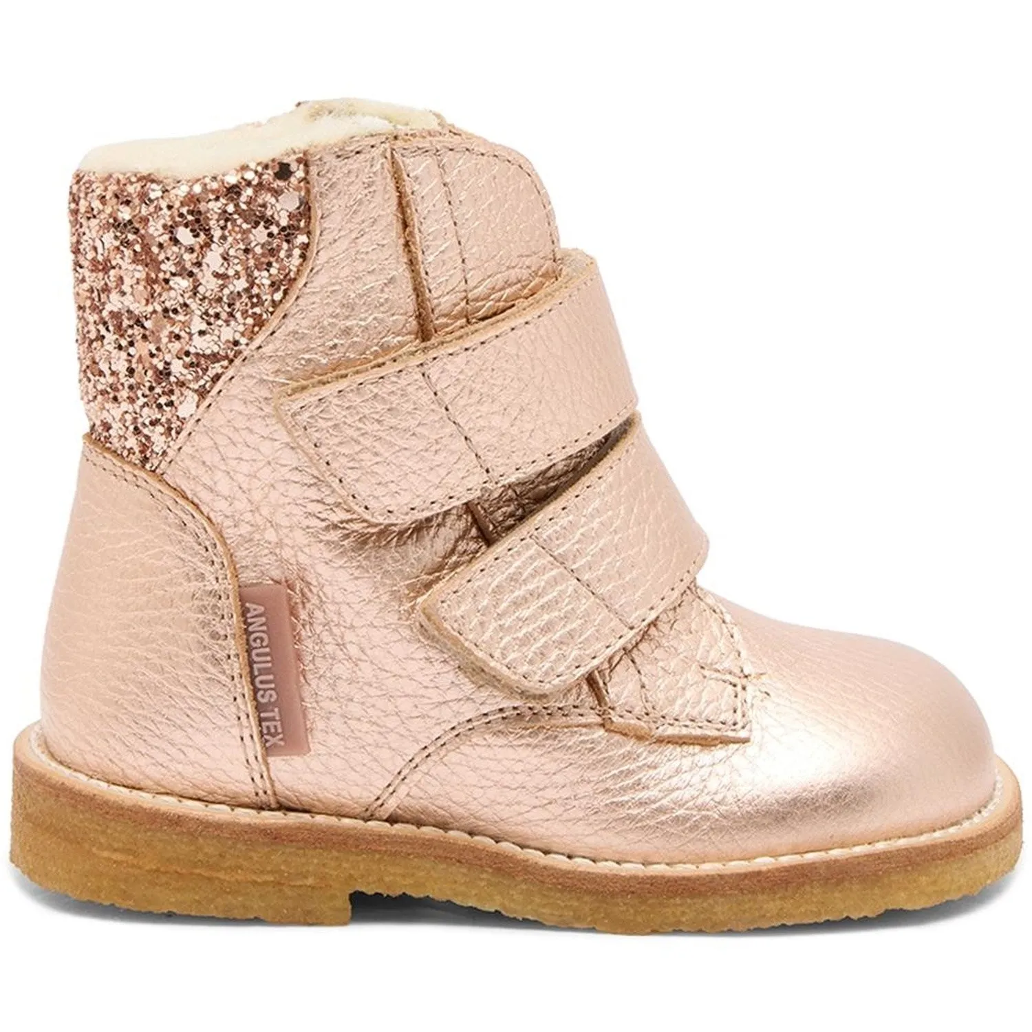Angulus Kupfer/Ahorn Glitzer Tex-Stiefel Mittel Glitzer OG Klettverschluss