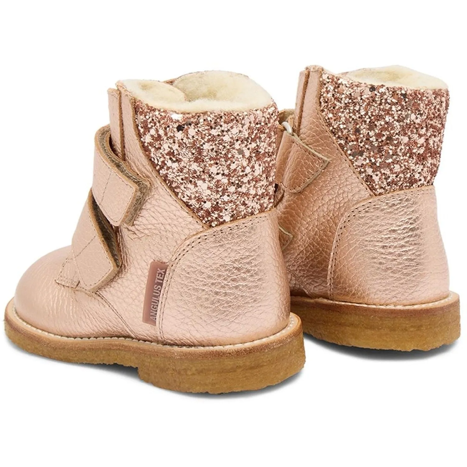 Angulus Kupfer/Ahorn Glitzer Tex-Stiefel Mittel Glitzer OG Klettverschluss