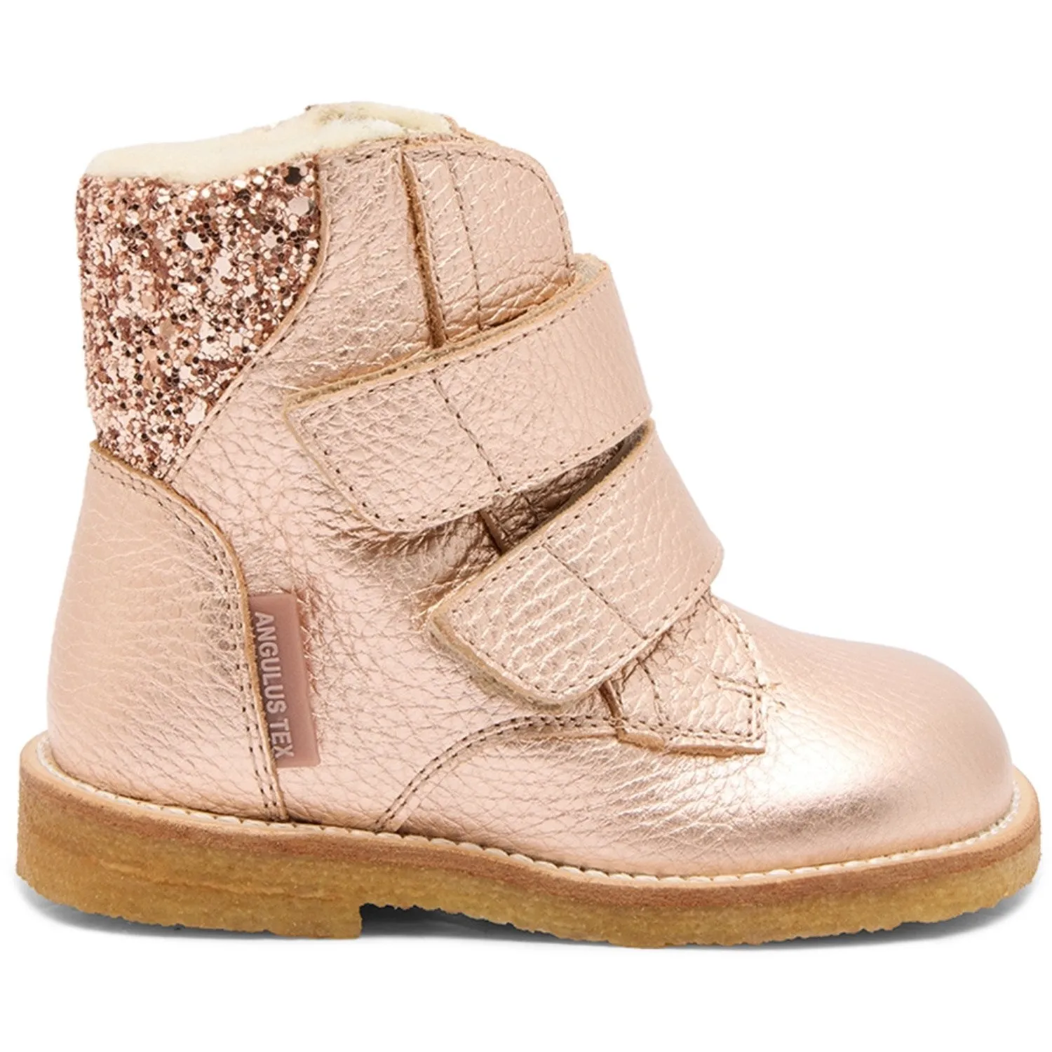 Angulus Kupfer/Ahorn Glitzer Tex-Stiefel Mittel Glitzer OG Klettverschluss
