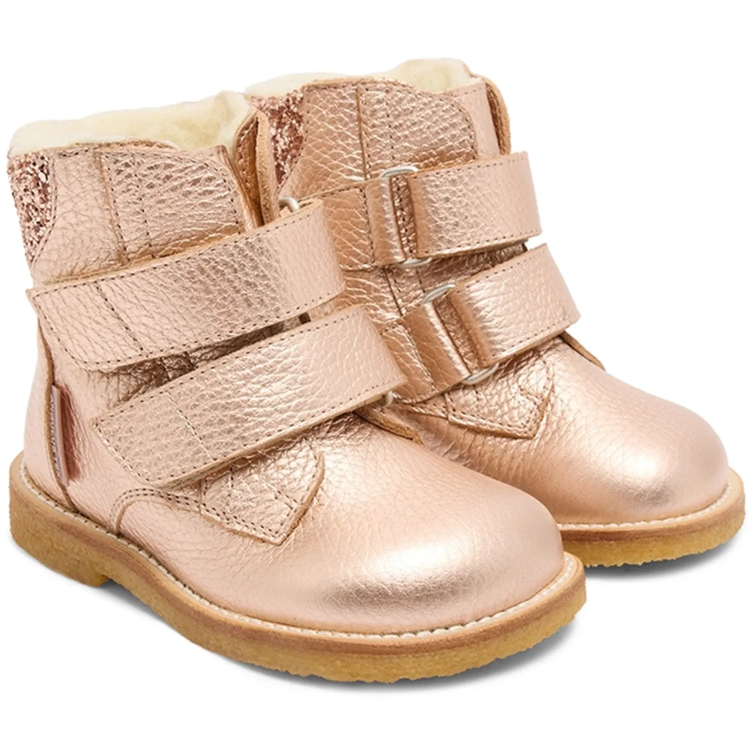 Angulus Kupfer/Ahorn Glitzer Tex-Stiefel Mittel Glitzer OG Klettverschluss