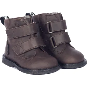 Angulus Dunkelbrauner Anfänger-Tex-Stiefel mit Logo-Band und Klettverschluss