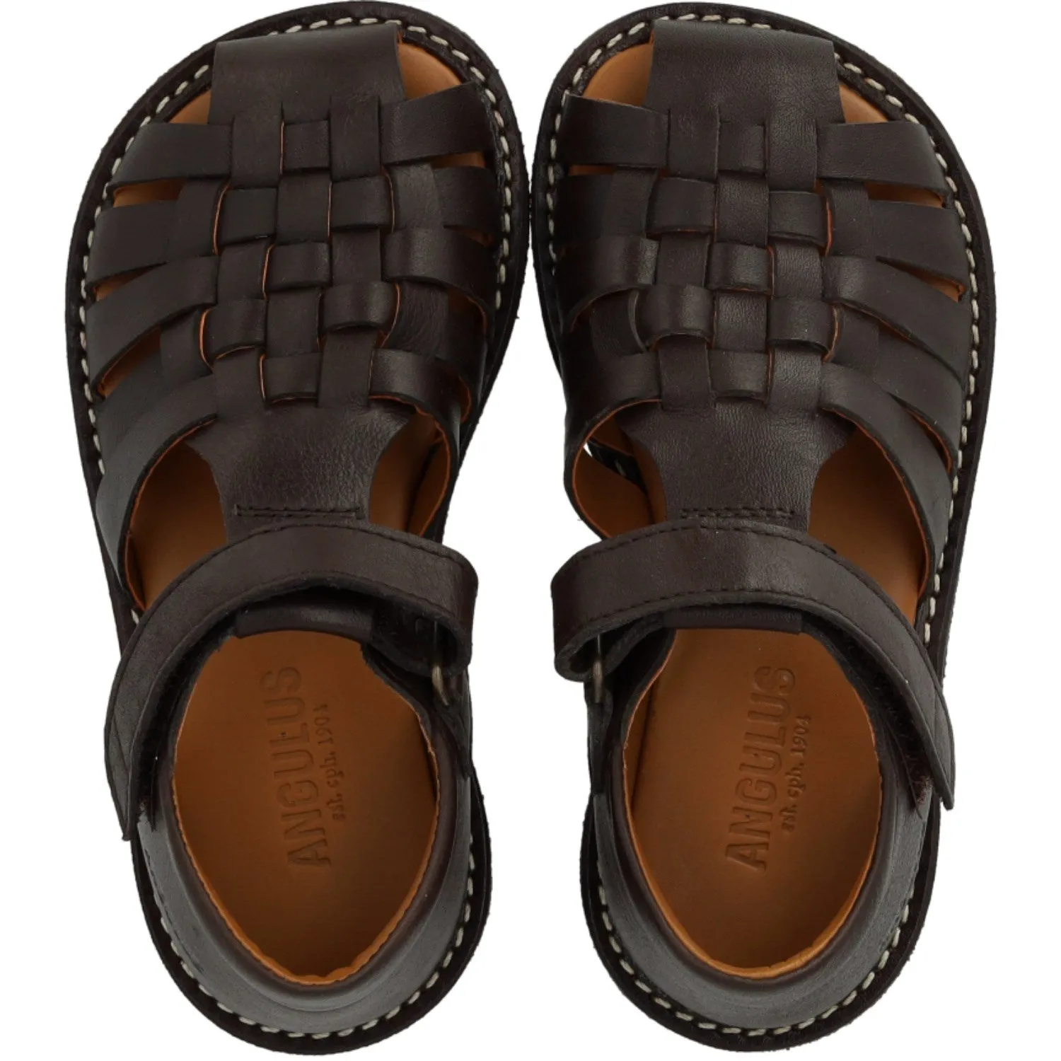 Angulus Dunkelbrauner Geflochtener Leder-Sandal