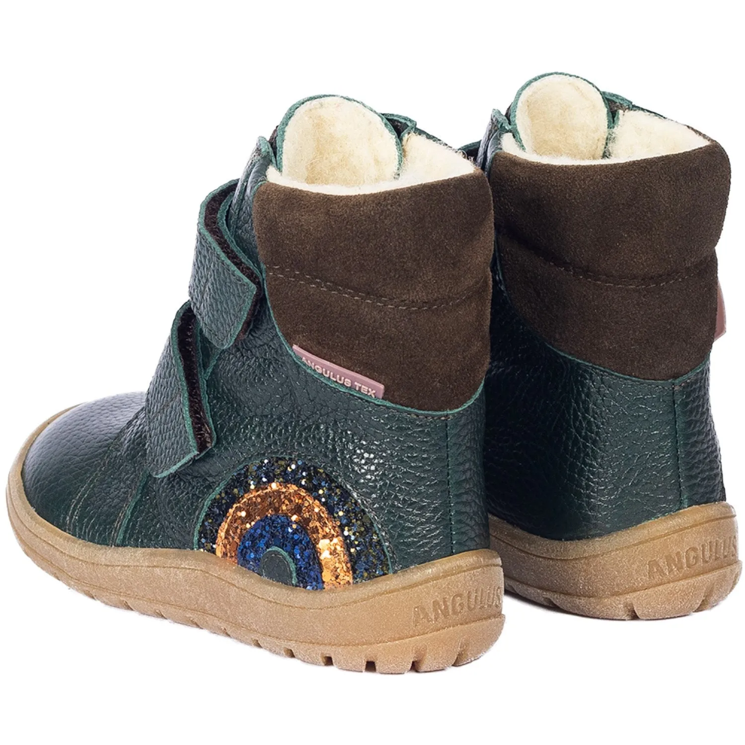 Angulus Deep Teal/Forrest/Glitzer Textil-Stiefel mit funkelndem Glitzerregenbogen