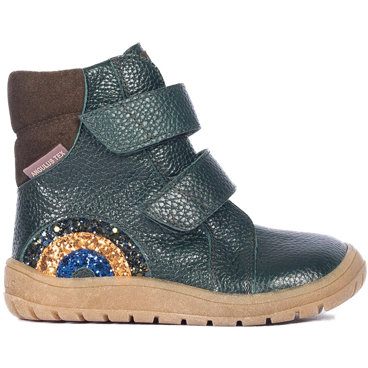 Angulus Deep Teal/Forrest/Glitzer Textil-Stiefel mit funkelndem Glitzerregenbogen