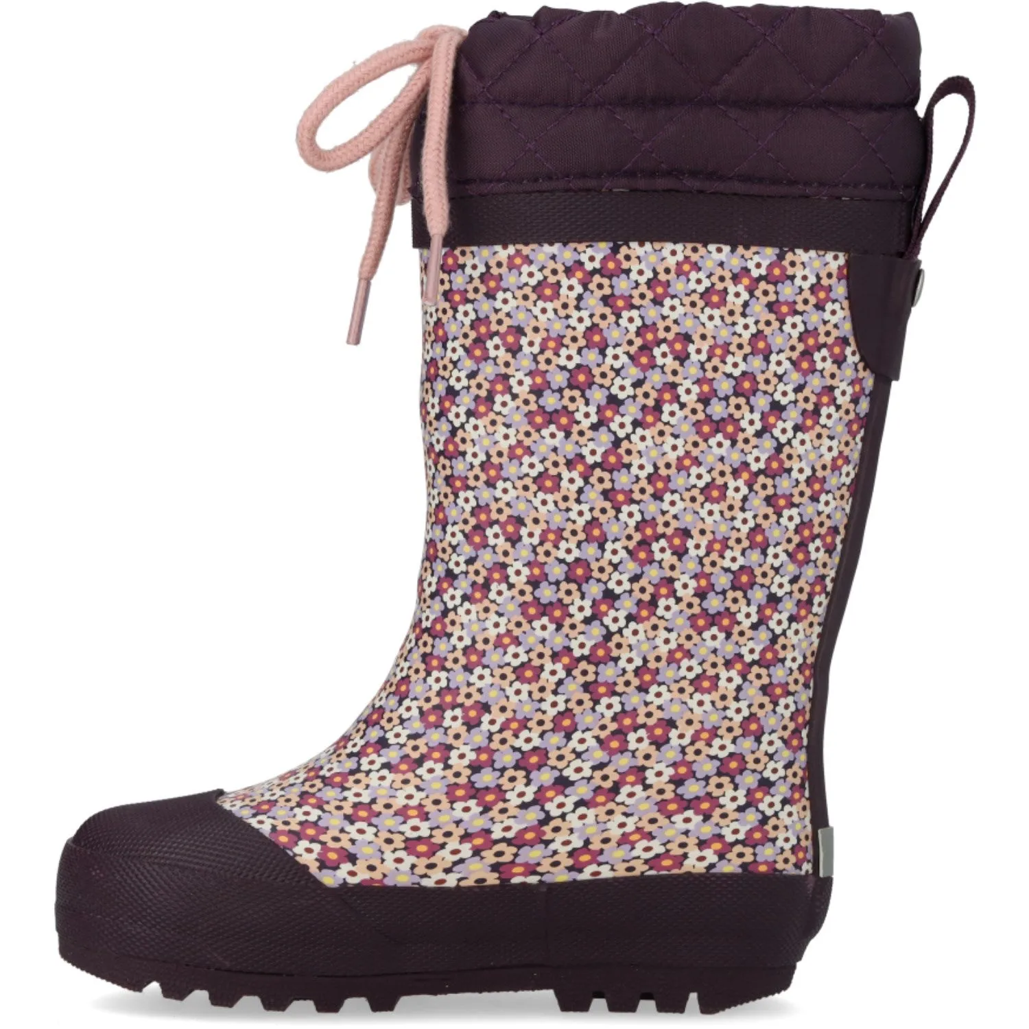 Angulus Blumen/Aubergine Gummistiefel mit Wollfutter