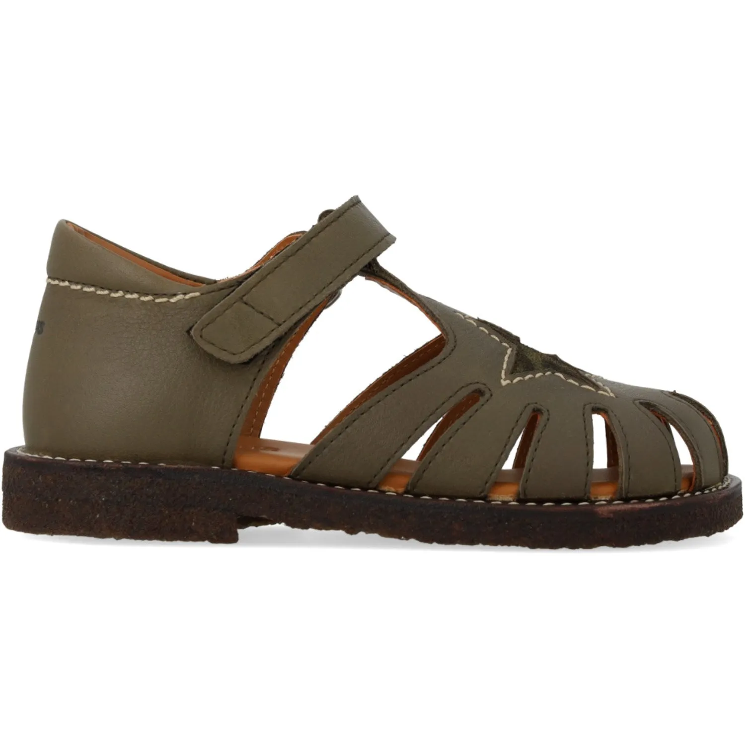 Angulus Forrest/Marshland Druck Leder Sandale Mittel Sternendetail