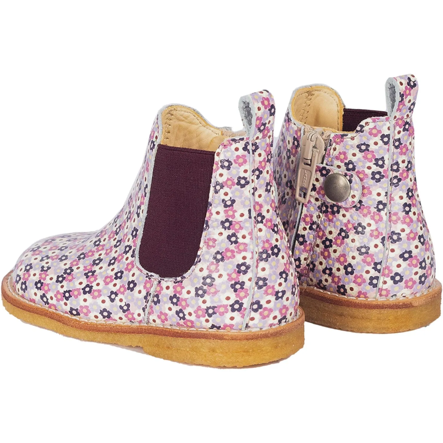 Angulus Heather Blumen/Bordeaux Klassische Chelsea Boots mit Elastik und Reißverschluss