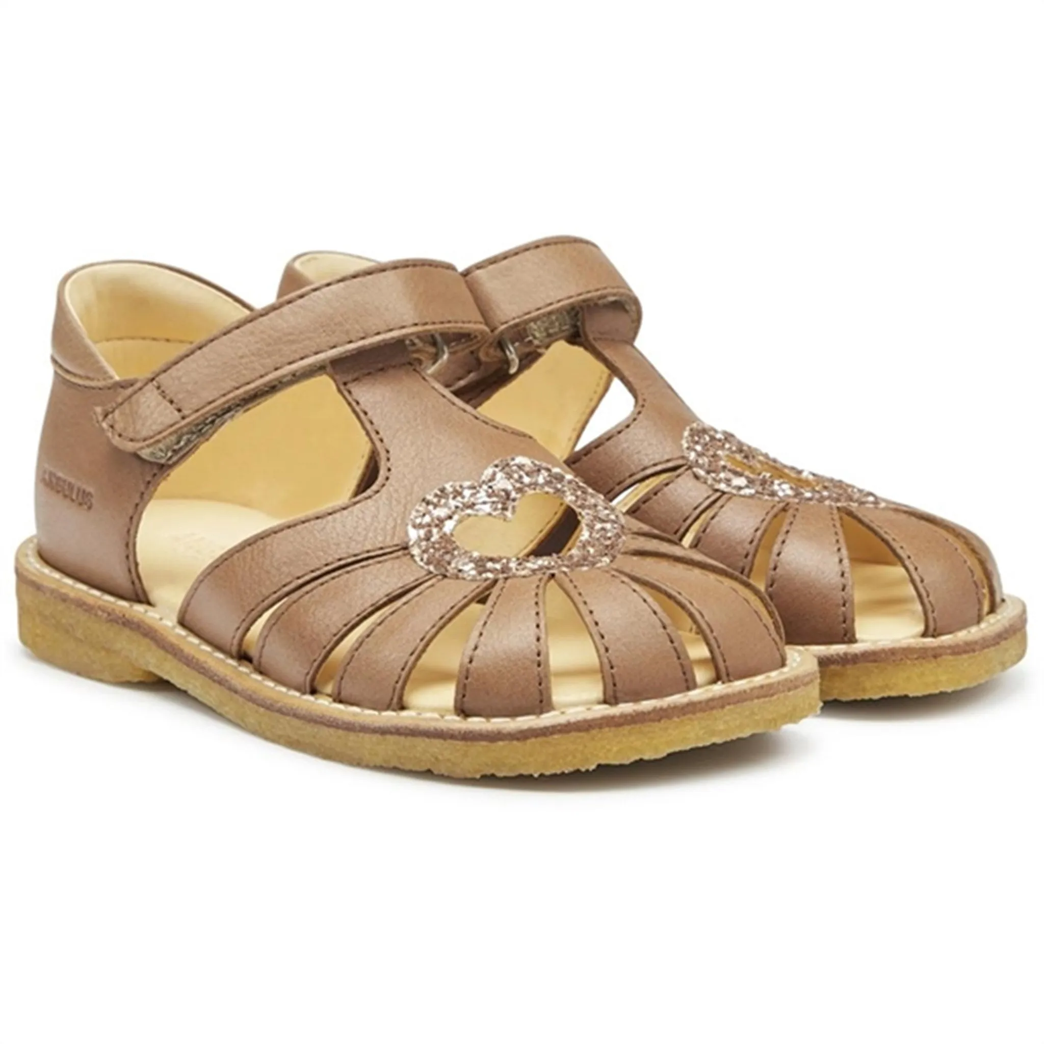 Angulus Hjerte Sandalen Mandel/Ahorn Glitzer