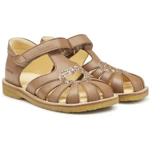 Angulus Hjerte Sandalen Mandel/Ahorn Glitzer