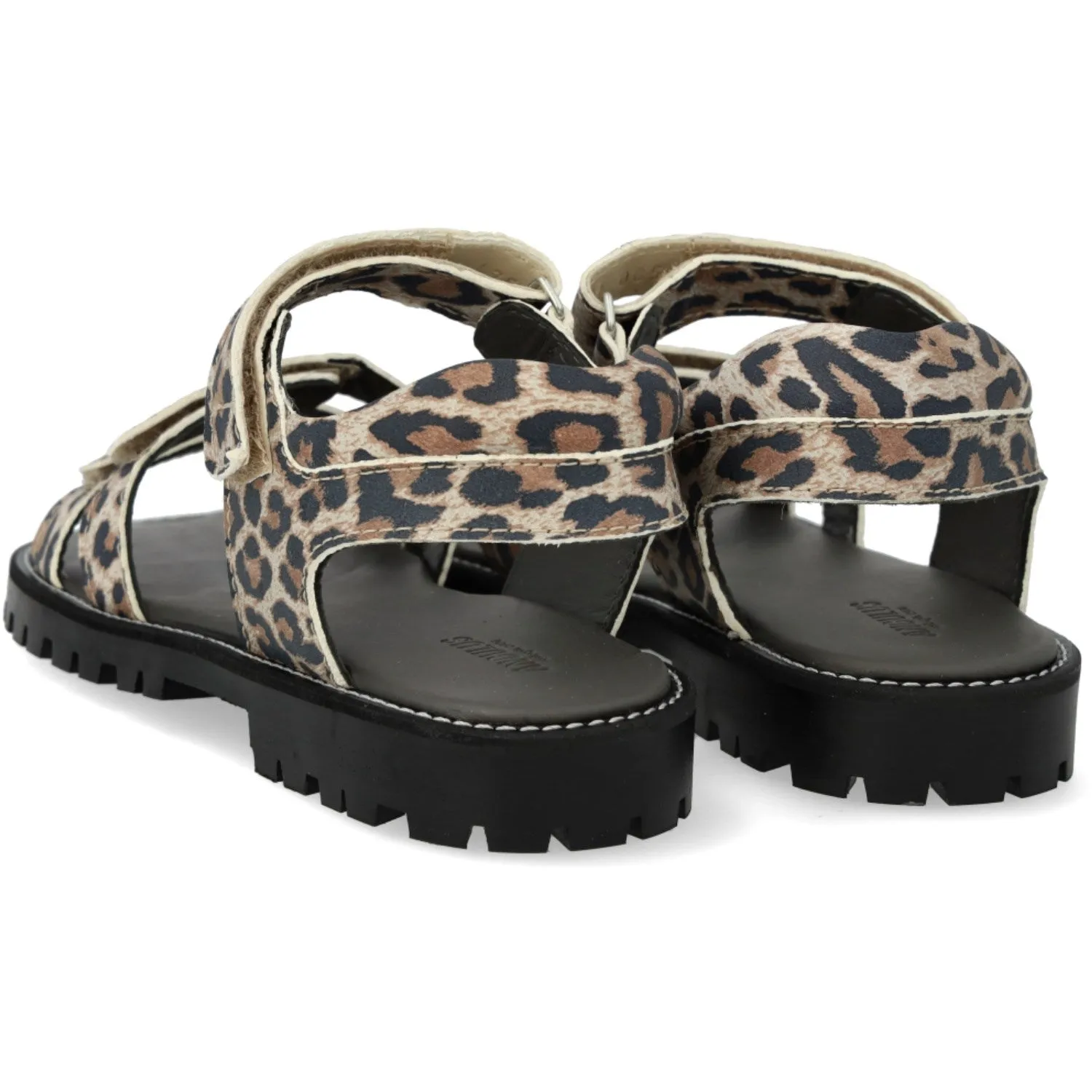Angulus Leoparden Wildleder Sandale mit Klettverschluss und verstellbarem Riemen