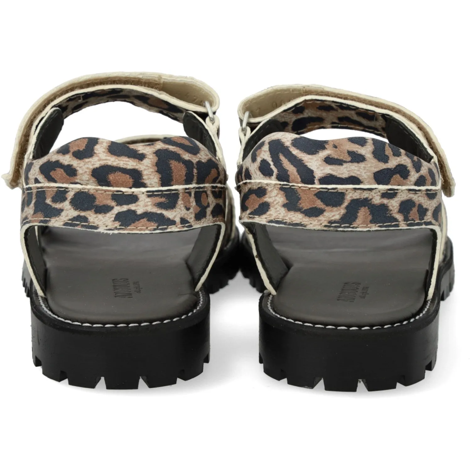 Angulus Leoparden Wildleder Sandale mit Klettverschluss und verstellbarem Riemen