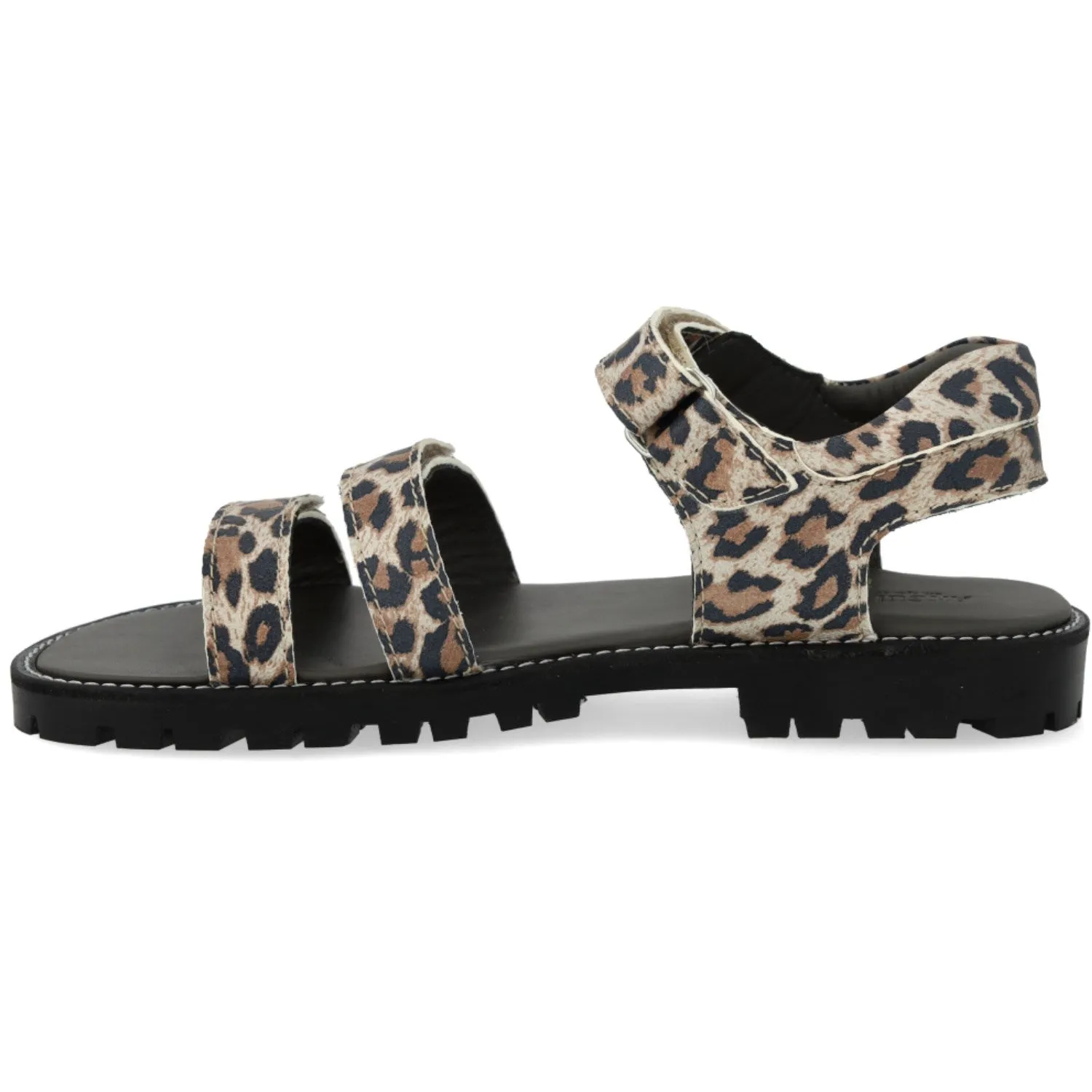 Angulus Leoparden Wildleder Sandale mit Klettverschluss und verstellbarem Riemen