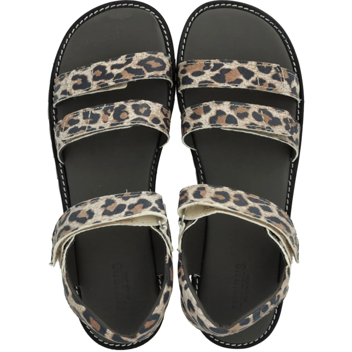 Angulus Leoparden Wildleder Sandale mit Klettverschluss und verstellbarem Riemen