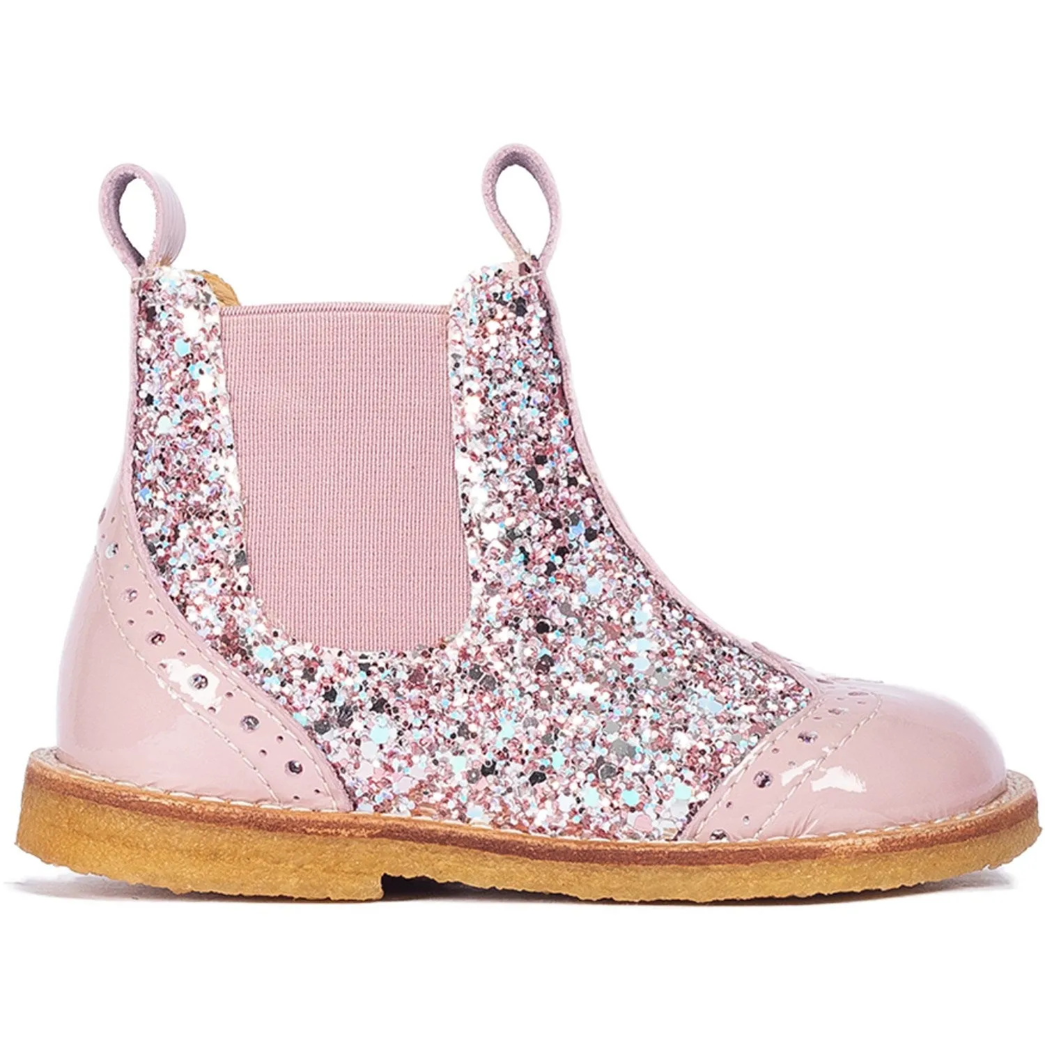 Angulus Mauve/Mauve Glitzer Klassische Chelsea Boots mit funkelndem Glitzer