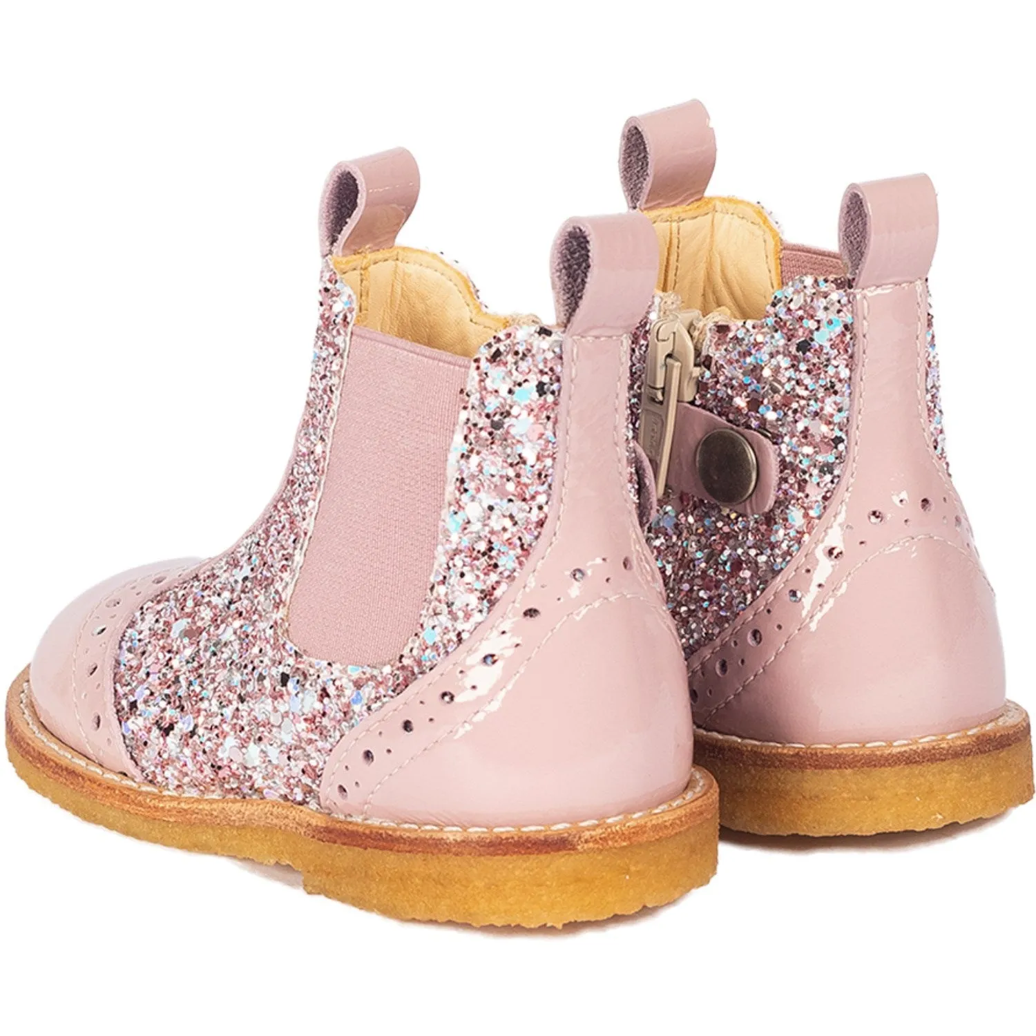 Angulus Mauve/Mauve Glitzer Klassische Chelsea Boots mit funkelndem Glitzer