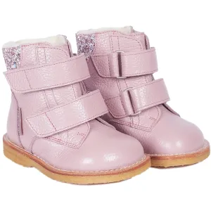 Angulus Mauve/Mauve Glitter Textil-Stiefel mit Glitzer und Klettverschluss