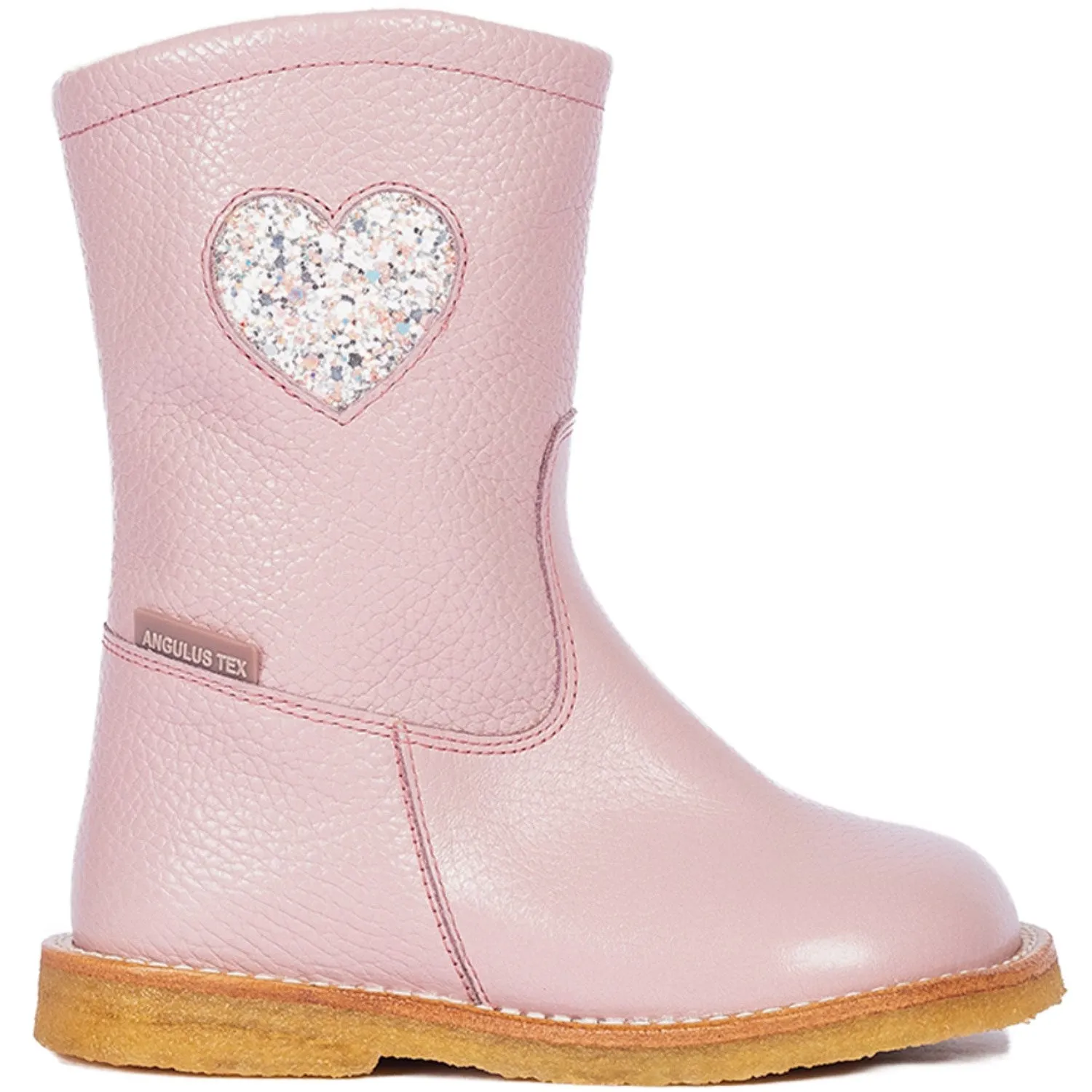 Angulus Mauve/Mauve Glitter Textil-Stiefel Mit Herz und Reißverschluss