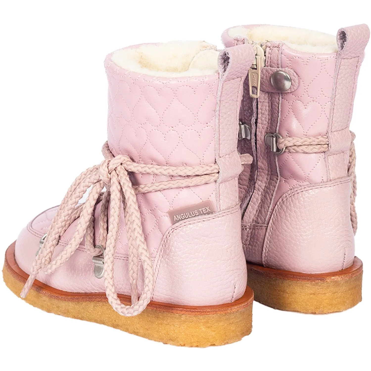 Angulus Mauve/Mauve Textil-Herz-Schnürstiefel