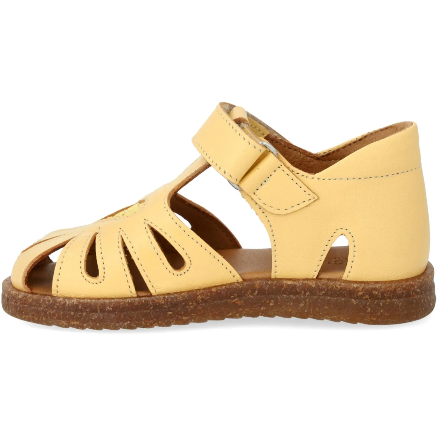 Angulus Mellow Yellow/Ananas Glitzer Leder Herz Sandale mit funkelndem Glitzerherz