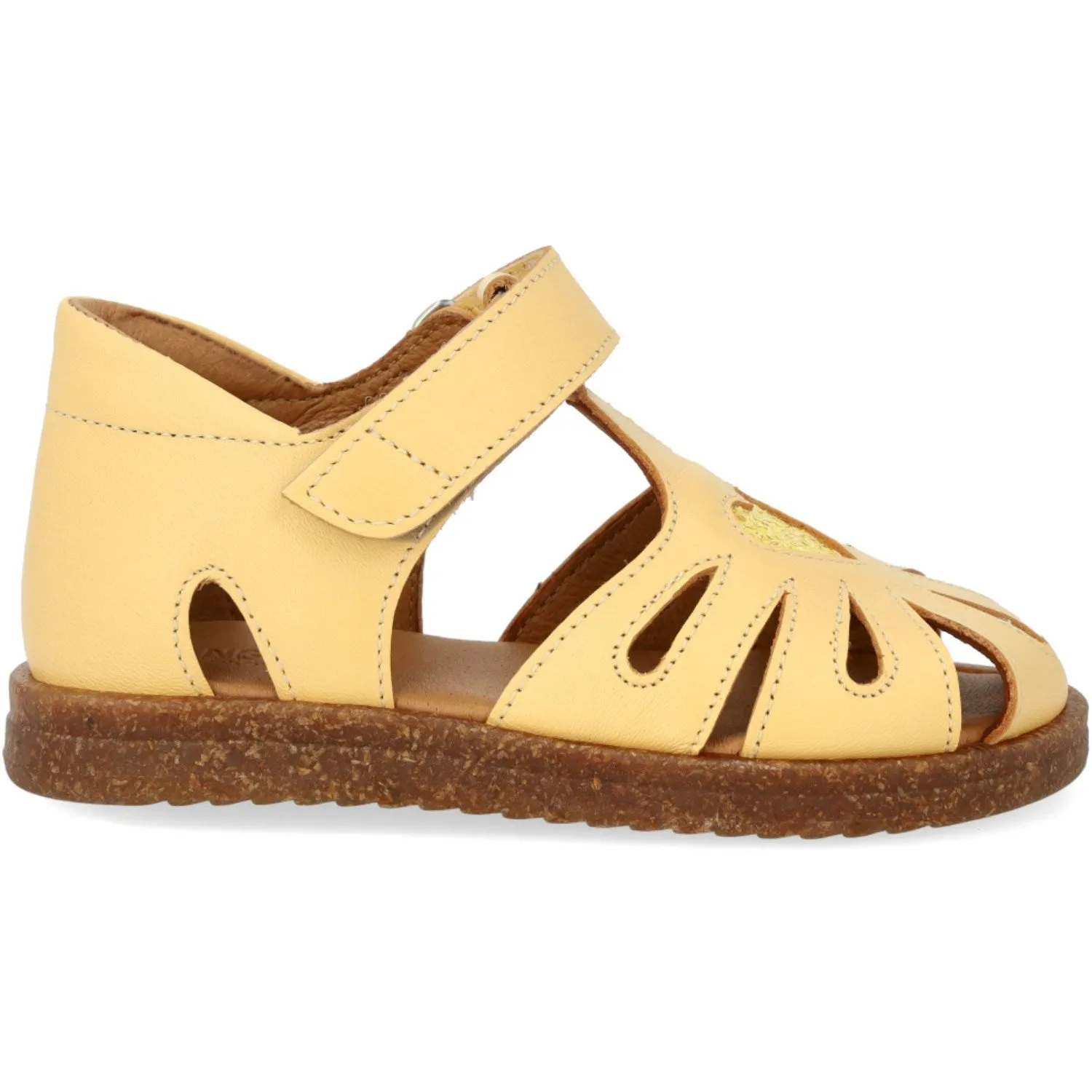 Angulus Mellow Yellow/Ananas Glitzer Leder Herz Sandale mit funkelndem Glitzerherz