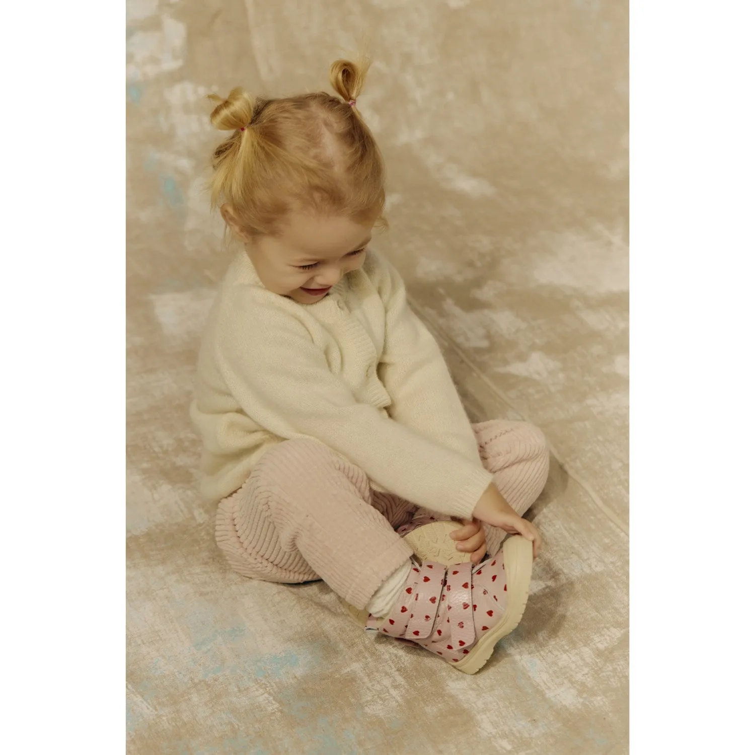 Angulus Rose Hearts Textil-Leder-Stiefel mit Merinowolle-Futter und Herzprint