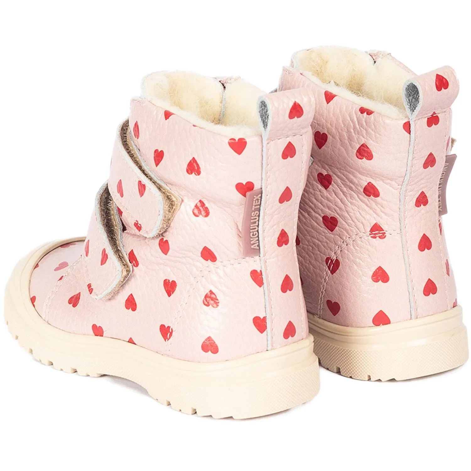 Angulus Rose Hearts Textil-Leder-Stiefel mit Merinowolle-Futter und Herzprint