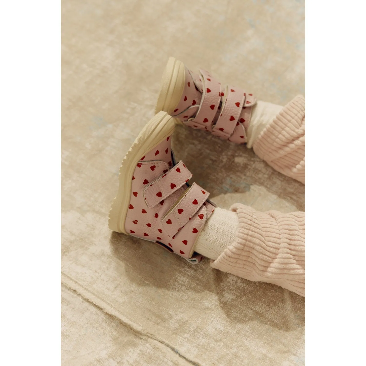 Angulus Rose Hearts Textil-Leder-Stiefel mit Merinowolle-Futter und Herzprint