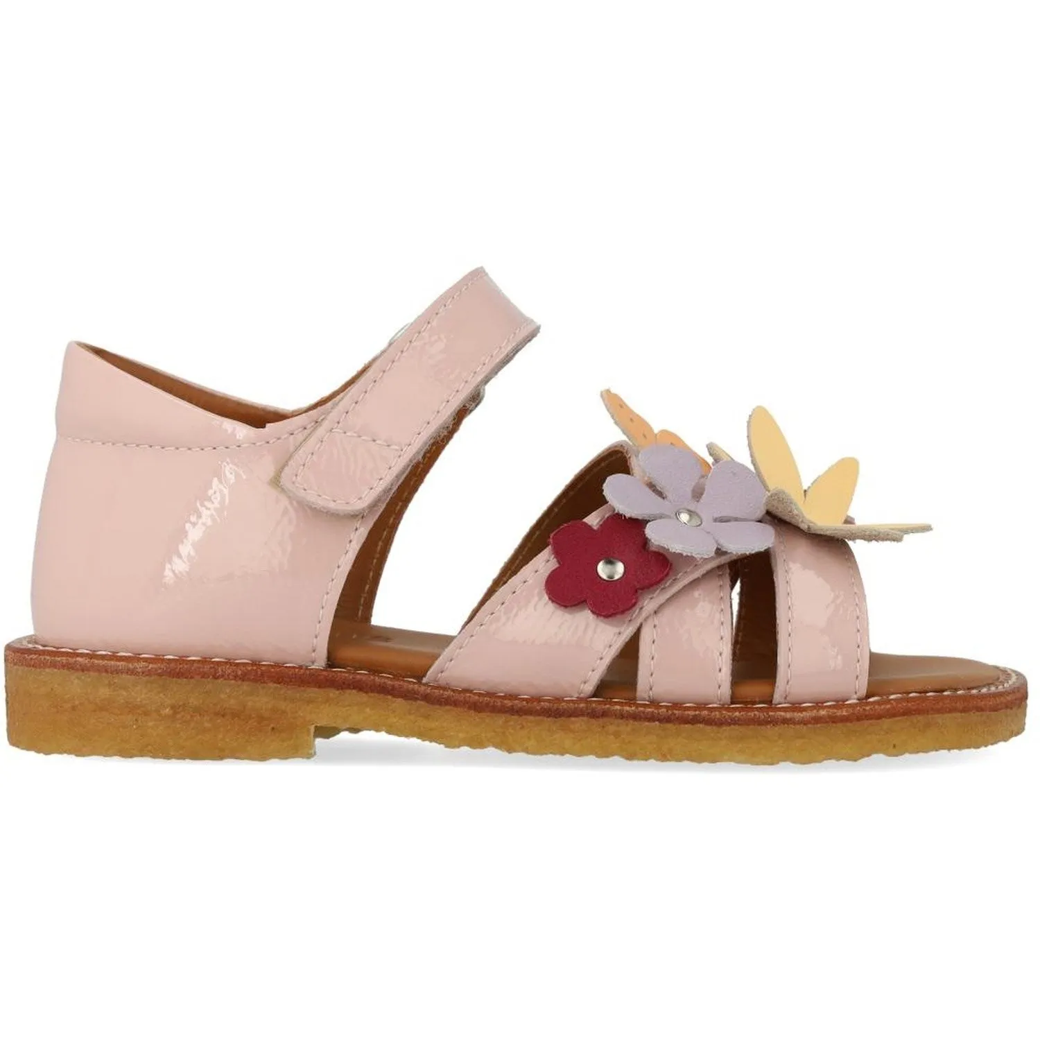 Angulus Rosebud Sandale mit mehrfarbigen Blumenapplikationen